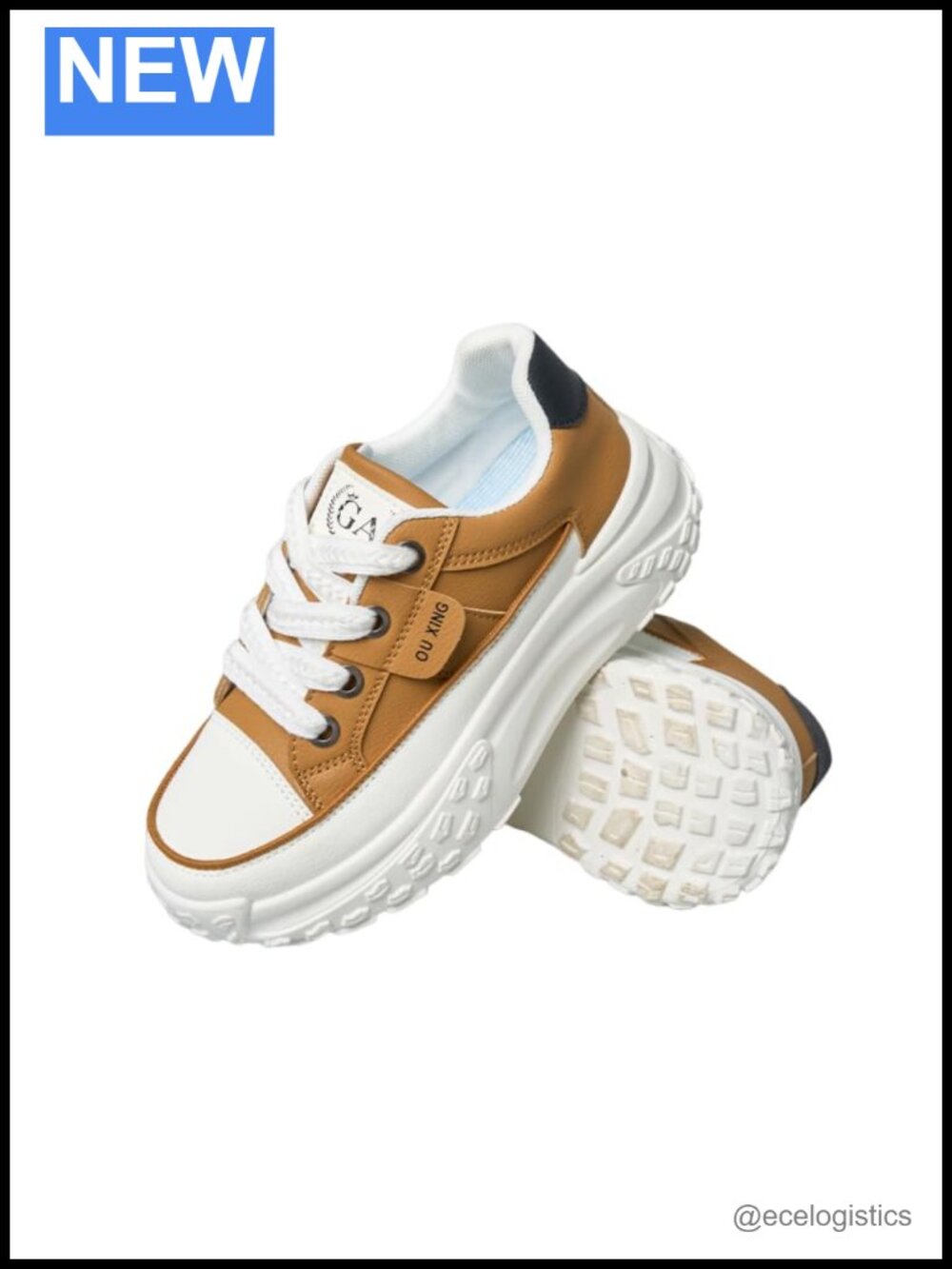 Women's Lace Up Thick Soled Non Slip Faux Leather Sneakers